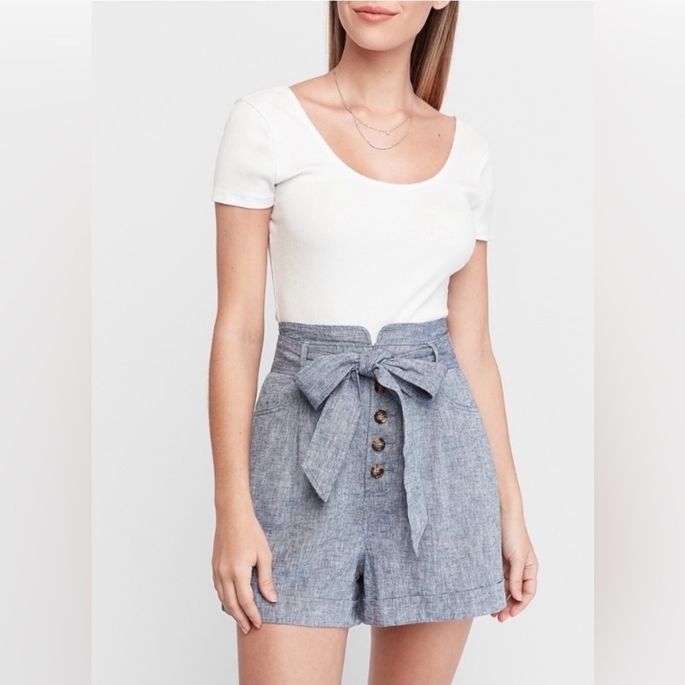 Express • Shortie Extreme High Rise Shorts with Sash / Tie Belt